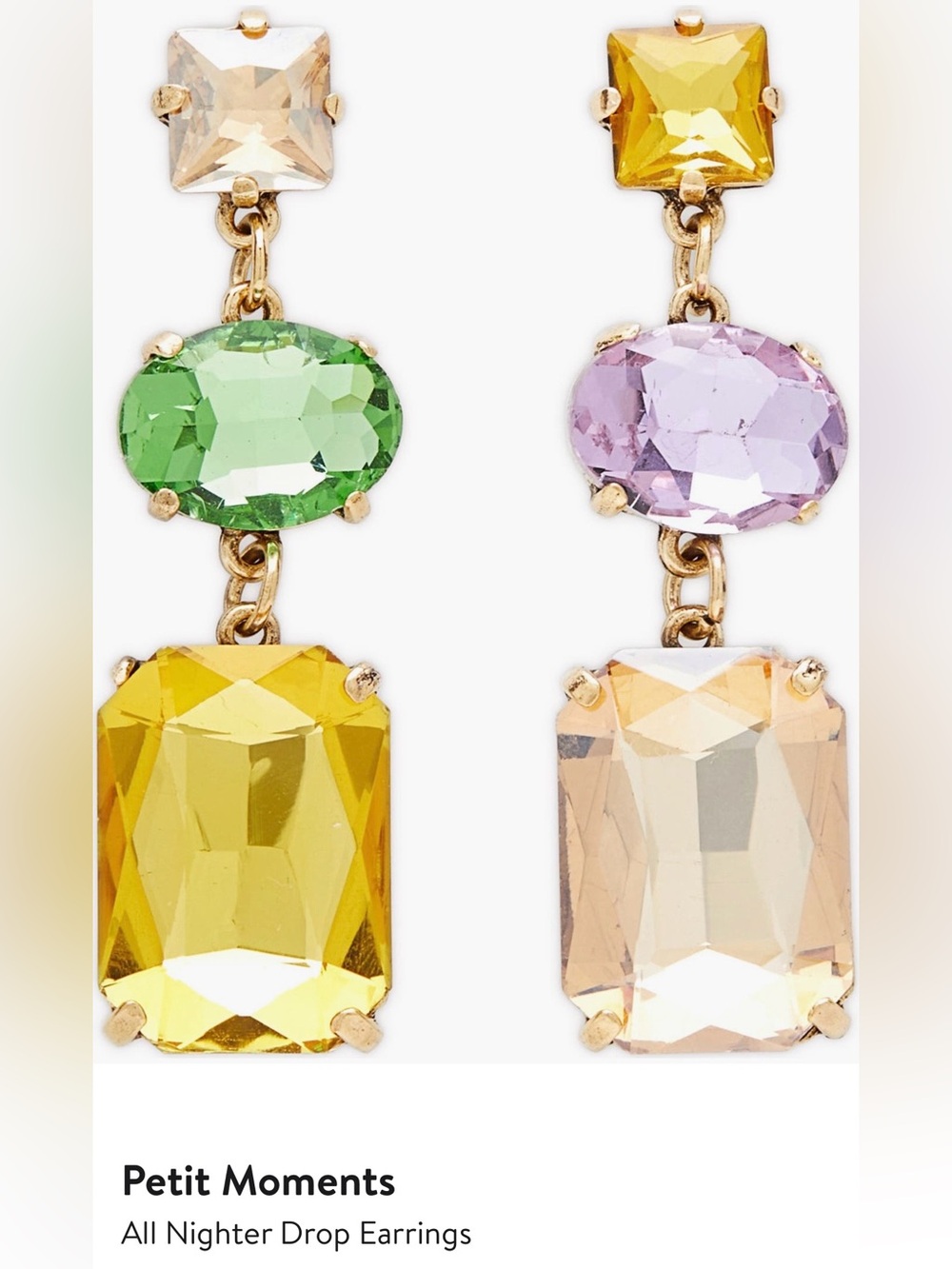 Petit Multicolor Drop Earrings in Gold-Tone